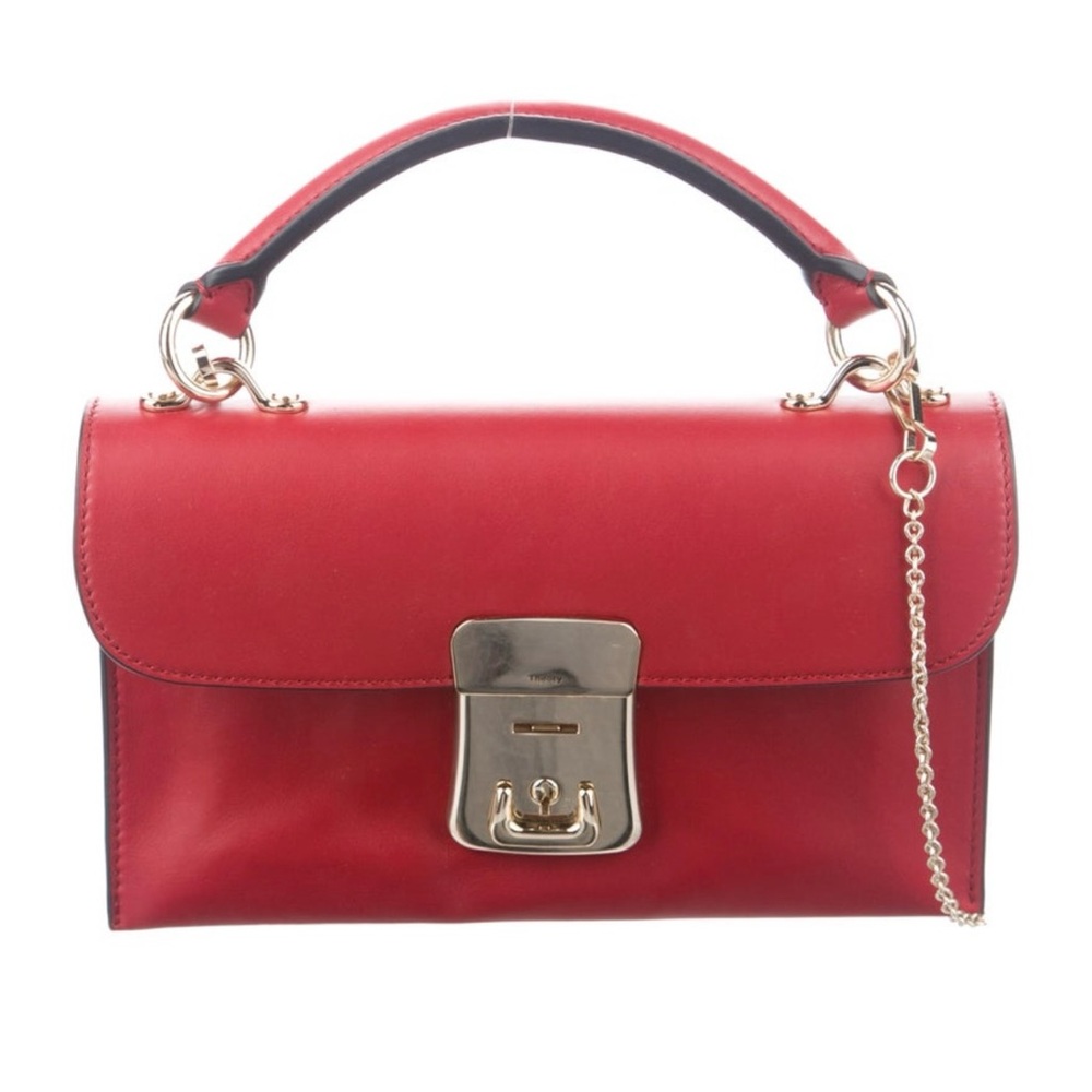 Theory Red Shoulder Bag with Gold Accents